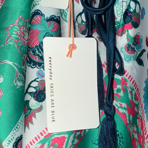 Floral Green and Blue Women's Blouse - Picture 4 of 4